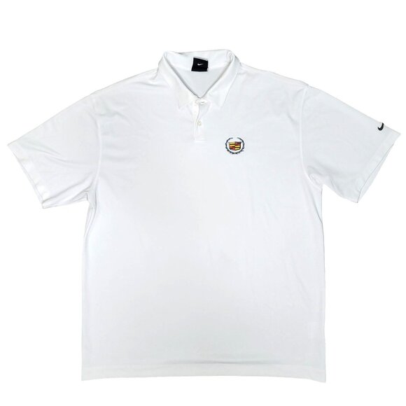 Nike Golf Dri-Fit with embroidered Cadillac Crest Polo Shirt size XL White - Picture 1 of 6